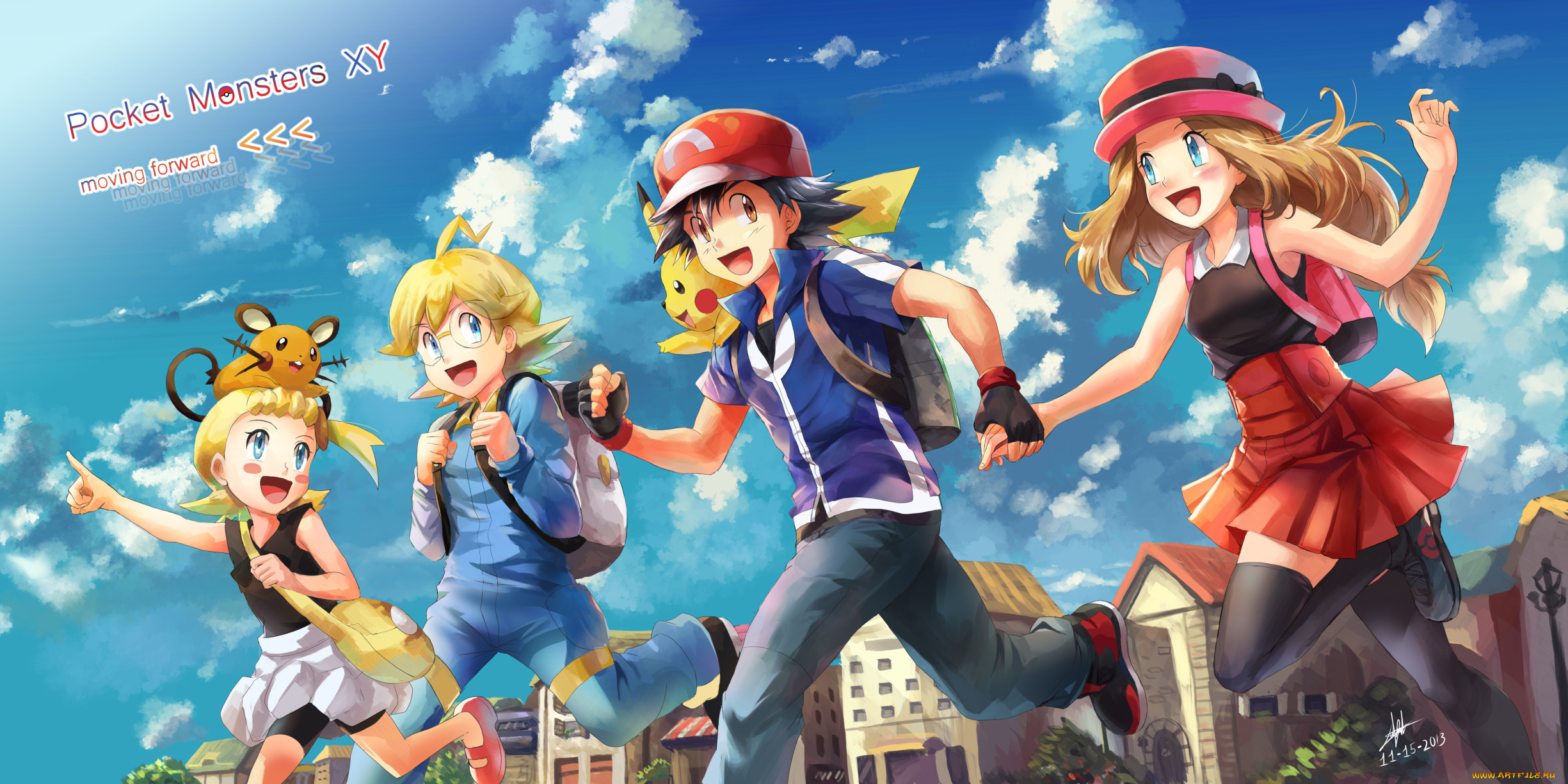 , pokemon, r-sraven, , , , , , serena, satoshi, pikachu, eureka, dedenne, , citron